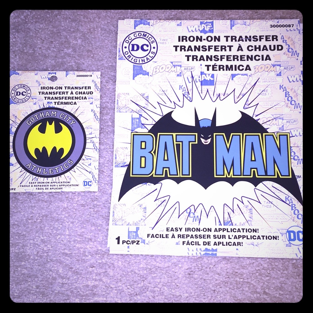 5 Batman Iron on transfers for clothing etc.